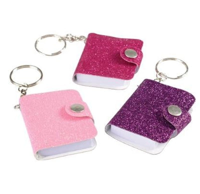 Mini Glitter Notebook Key Chains 12/pk