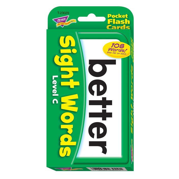 Sight Words – Level C Pocket Flash Cards 3 1/8" x 5 1/4" 1/pk