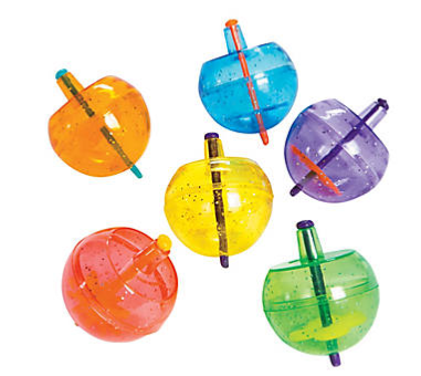 Plastic Neon Spin Tops W/glitter 48/pc