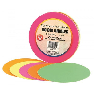 5" Fluorescent cardstock circles 90/pk