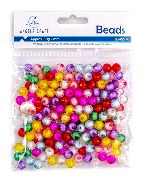 Faceted Acrylic Beads Assorted 8mm 50g