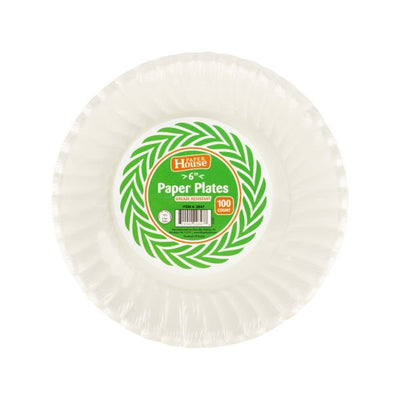 White Paper Plates 6" 100/pk