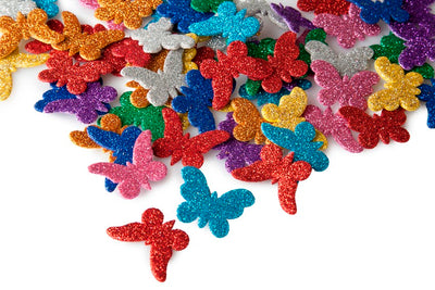 Mini Butterfly Foam Shapes Sparkling 1 1/4" x 1" 100/pk (Discontinued)