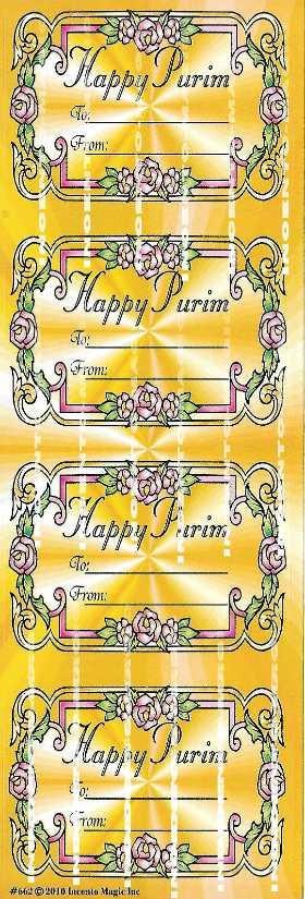Gold Colored Happy Purim Labels