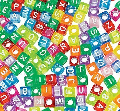 Bright Alphabet Cube Beads 1/4"- Hole size is 2.5mm 260/pk