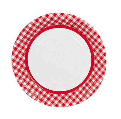 Red Gingham Paper Dinner Plates 24/pk