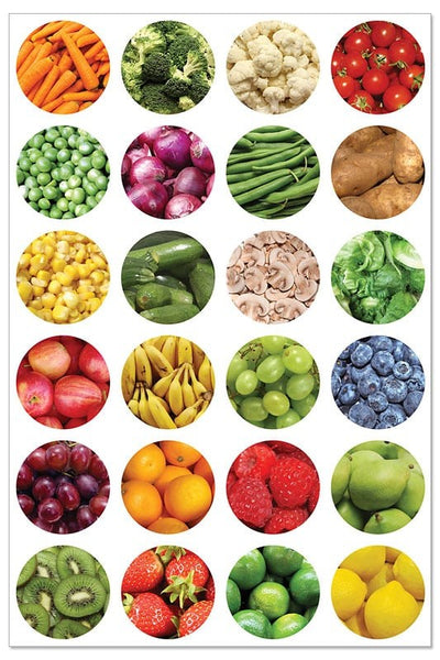 Fruits And Vegetable Dot Stickers (3 sheets)