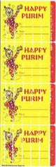 Clown Happy Purim Labels 6/pk