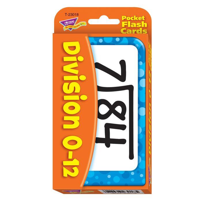 Division 0-12 Pocket Flash Cards 3 1/8" x 5 1/4" 54 Cards