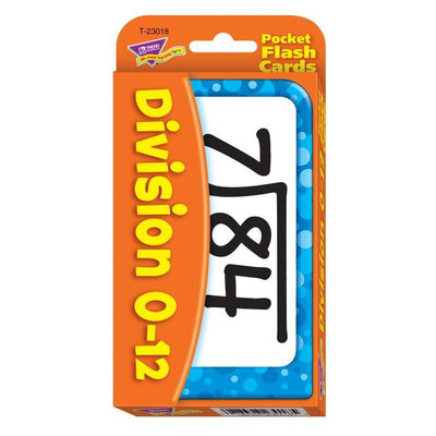 Division 0-12 Pocket Flash Cards 3 1/8" x 5 1/4" 54 Cards