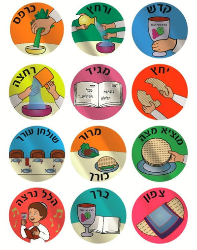Pesach Seder Stickers 1.2" 10/sheets