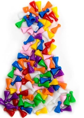 Assorted 25mm Game Pawns in 8 Colors 96/pk