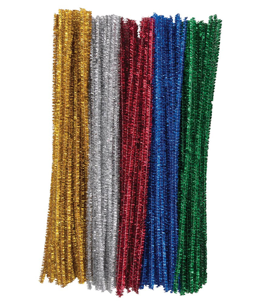 Chenille Stem 6mm Tinsel Sparkle Assorted Colors 12" 100/pk