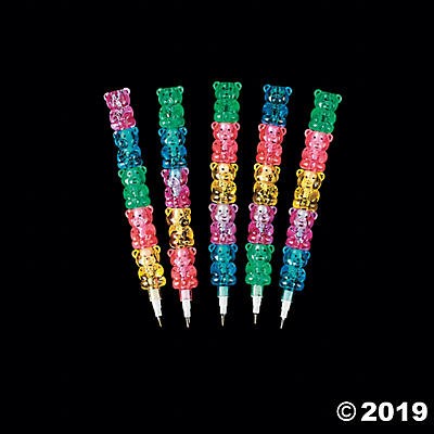 Plastic Stack able Bear Pencils 12/pk