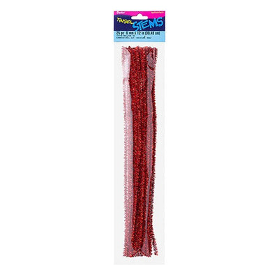 Tinsel Stems 6mm Red 25/pk