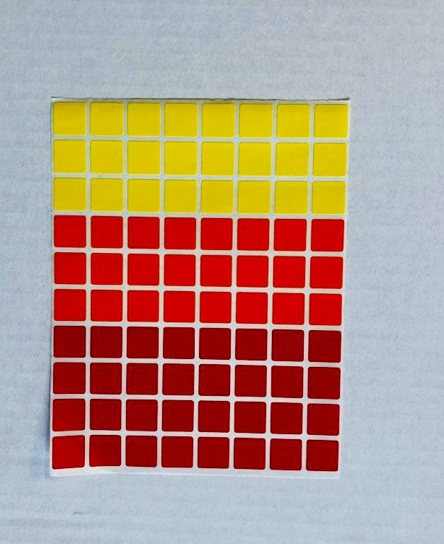 Square Stickers Red, Yellow, Orange 10 sheets