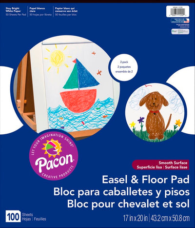 Easel Pad, 17 x 20 Inches, Unruled, 50 Sheets, Pack of 2
