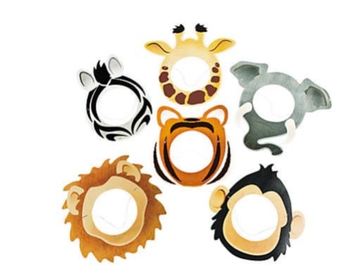 Printed Animal Face Masks 12/pk