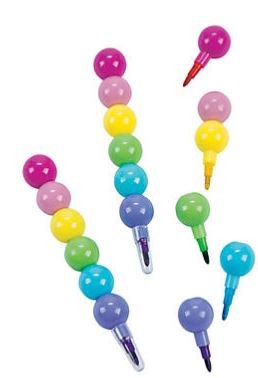 Plastic Round Stacking Crayons 6/pk 4.25"
