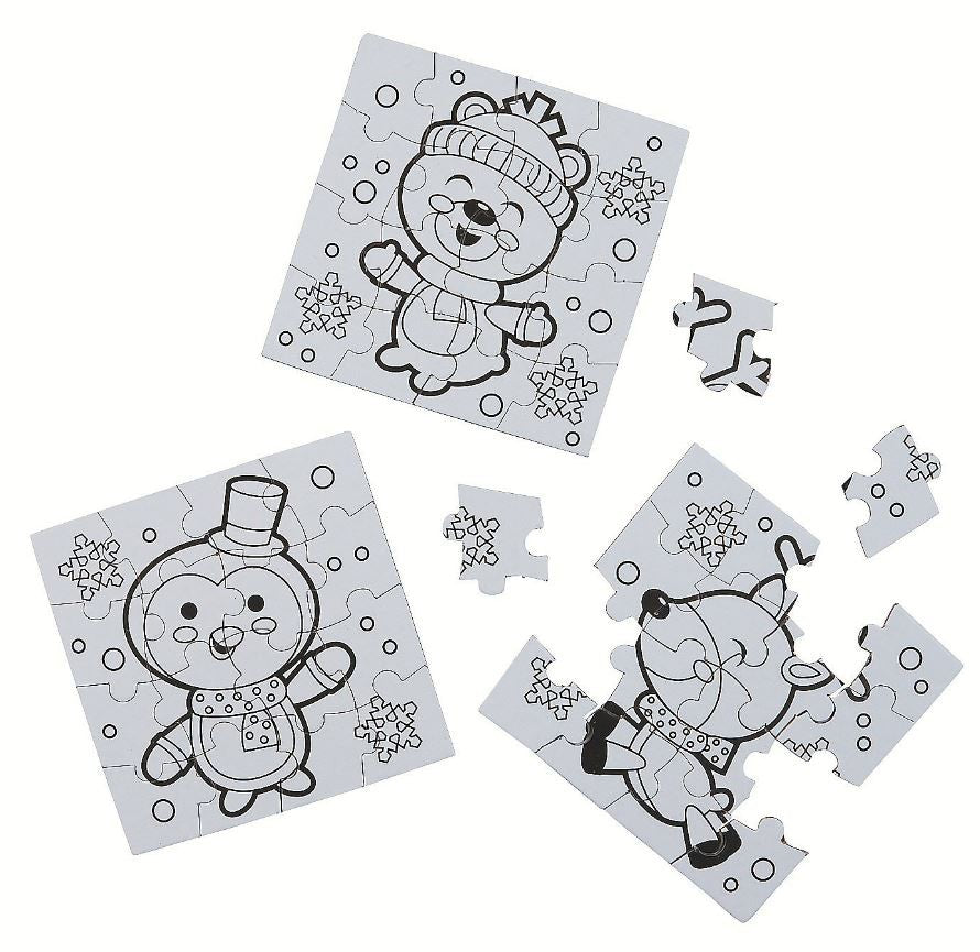 DIY Mini Winter Puzzles 50/pk 16 Pc Puzzle 4" x 4"