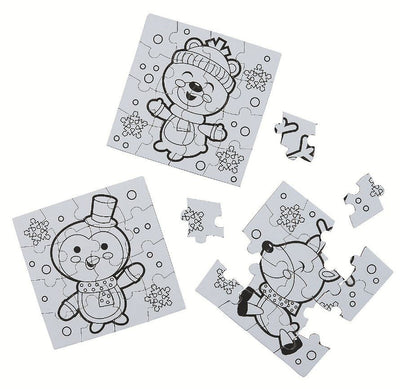 DIY Mini Winter Puzzles 50/pk 16 Pc Puzzle 4" x 4"