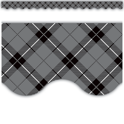 Gray Plaid Scalloped Border Trim
