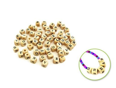 Wood Letter Beads Natural 10mm 60/pk (closeout)