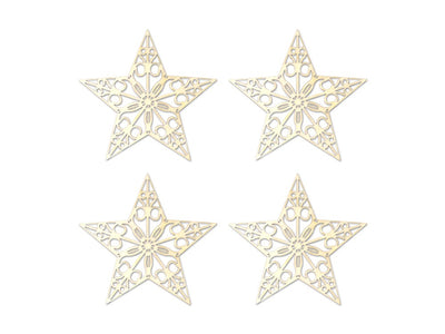 8cm Laser-Cut Ornate Wood Shapes x4