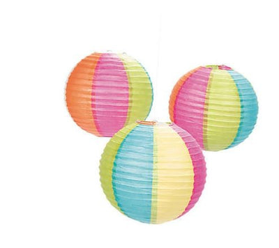 Paper Beach Ball Lanterns 6/pk 12"