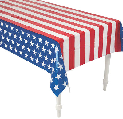 Patriotic Flag Print Tablecloth 54" x 108" - 1Pc.