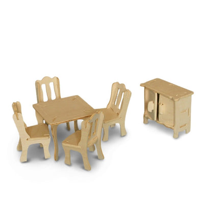 3D Puzzles Wood Dining Room 9"Lx7.31"Wx0.25"H