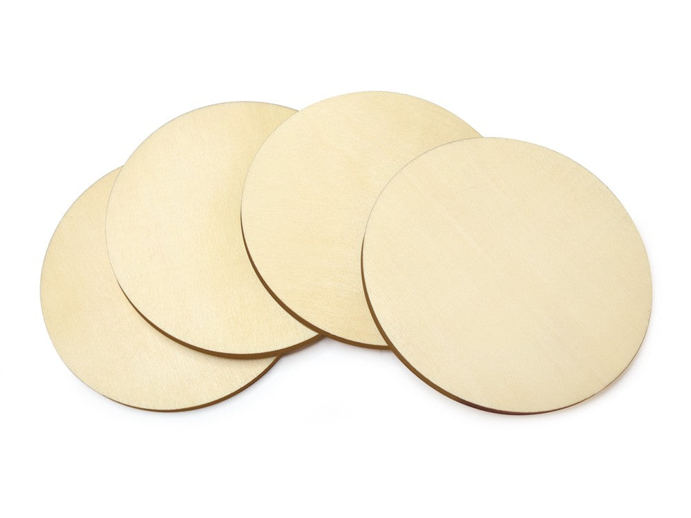Plywood Coasters Circle 3.5" 4/pk