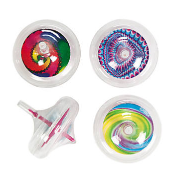 Plastic Tie-Dyed Spin Tops (6 Pack)