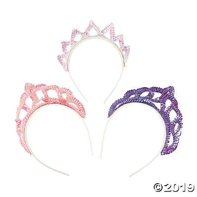 Plastic Pastel Sequin Tiaras 12/pk