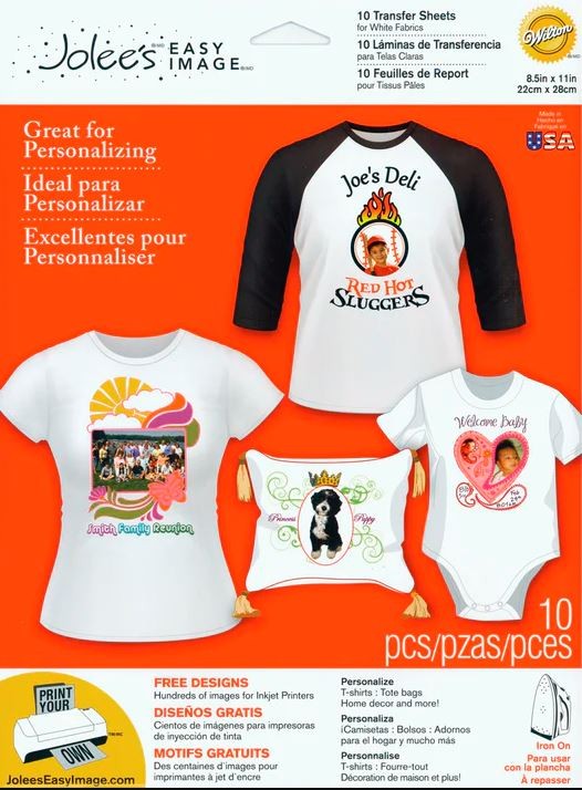 Easy On Transfer Paper For Light Fabric 10 Sheets