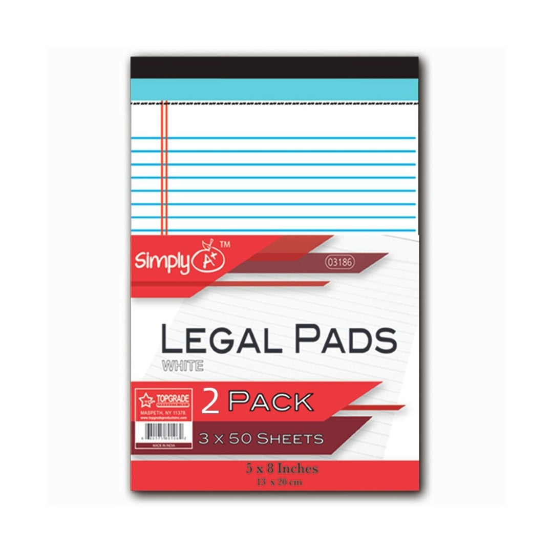 Legal pad white 5" x 8" 48 Sheets 2/PK