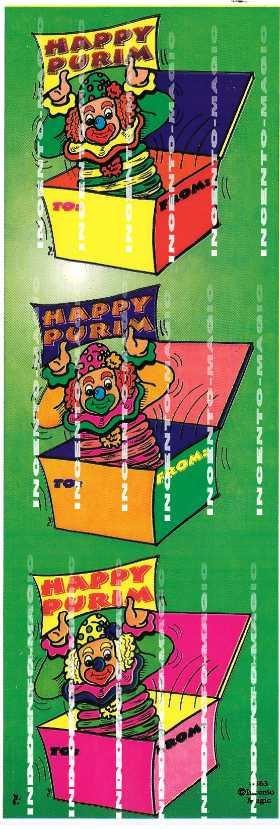 Jack In The Box Die cut Simchas Purim Labels 6 Sheets