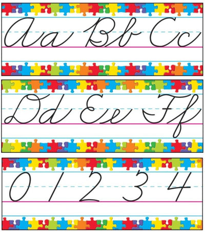 Jigsaw Alphabet Cursive Bulletin Board Set 6 1/2in x 17ft 9/pk (Discontinued)