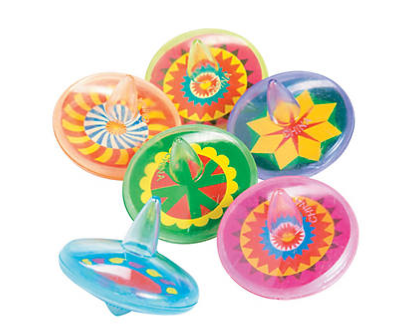 Glow In The Dark Plastic Spin Tops 2" 12/pk