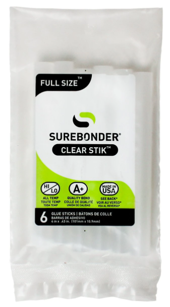 Clear Hot Glue Sticks For High & Low Temperatures, Full Size 4" - 6 Pack