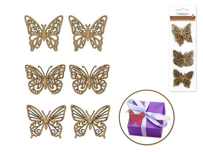 1.5"-2" Laser-Cut Ornate Wood Shapes 6pc 2mm Thick