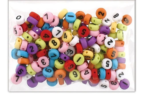 Number Beads Assorted 7mm 20g