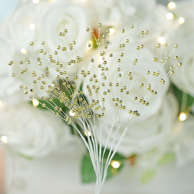 Gold Pearl Beads Wire Stems 144/pcs.