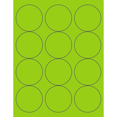 Fluorescent Neon Green Labels 2-1/2" 20/sheets