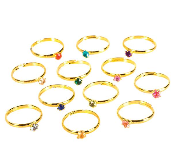 Metal Birthstone Rings 36/pk