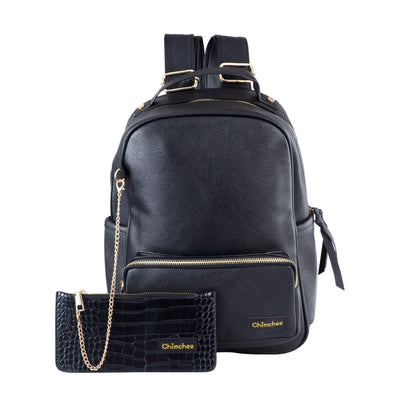 Backpack Black Leather with pencil case