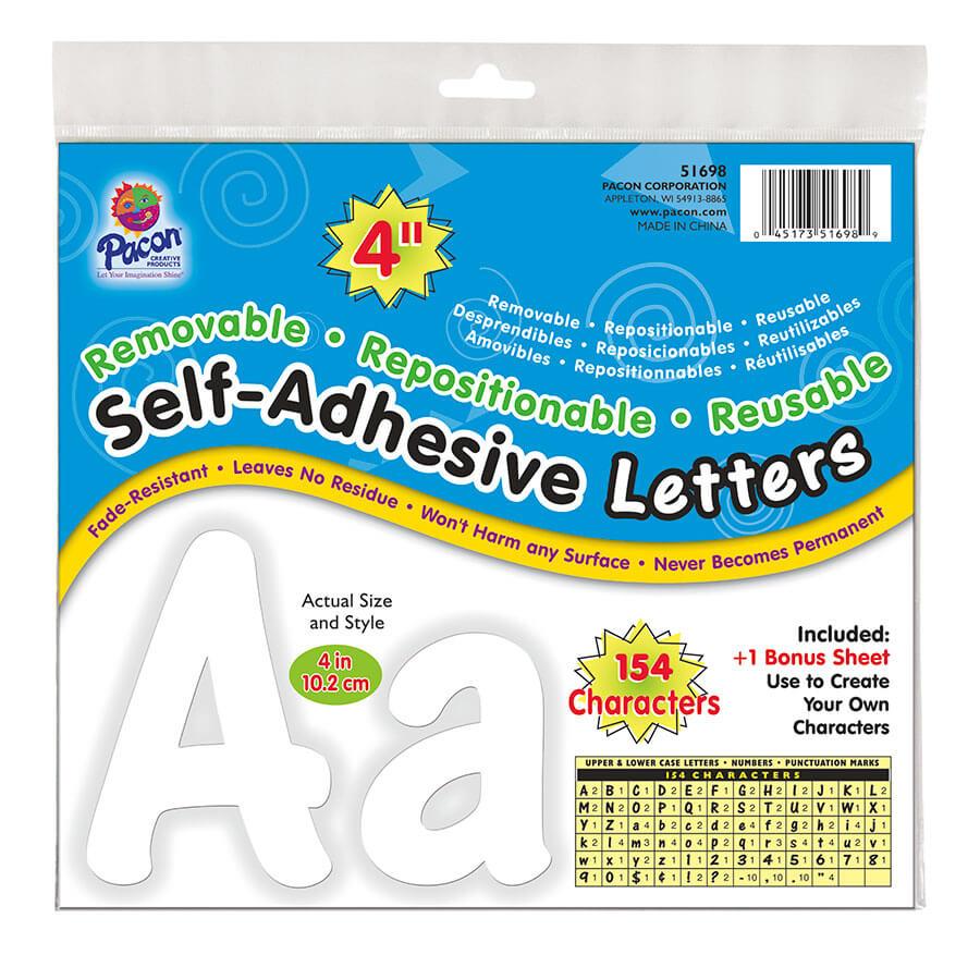 Self-Adhesive Letters, 4", 154 Characters Cheery Font