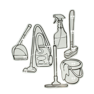 Jumbo Color Your Own Cleaning Supply Cutouts 12 1/2" 6 Sets (discontinued)