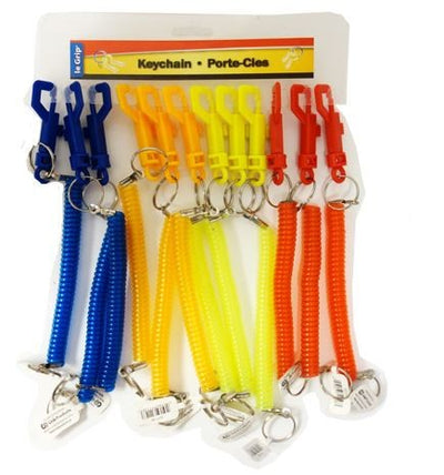 Spiral Keychain With Clip, Assorted Colors 1/pc (closeout)