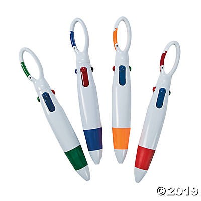 Plastic Carabiner Shuttle Pens 5 1/2" 12/pk